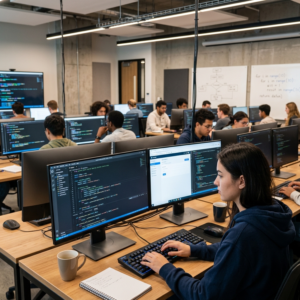 Modern computer programming coding classroom